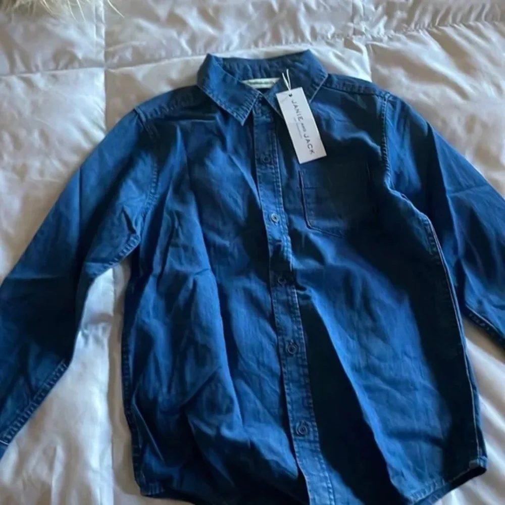 Janie and Jack Boy's Chambray Blue Denim Shirt